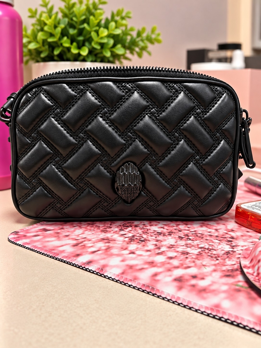 Black Quilted Leather Crossbody Bag